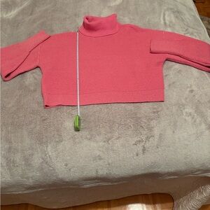 Chic Pink Cowl Neck Sweater